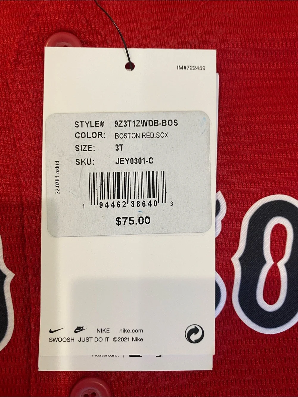 NWT Toddler Red Sox Jersey